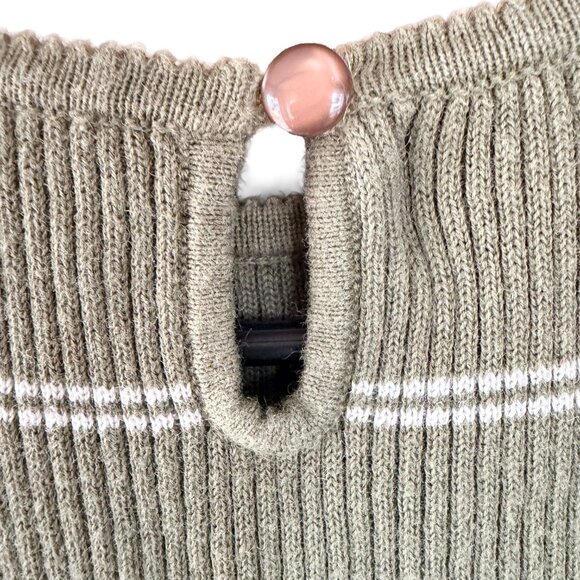 Basic Editions Sage Green Striped Ribbed Tank Top Size L Fits S/M Y2K 90s - Picture 4 of 4